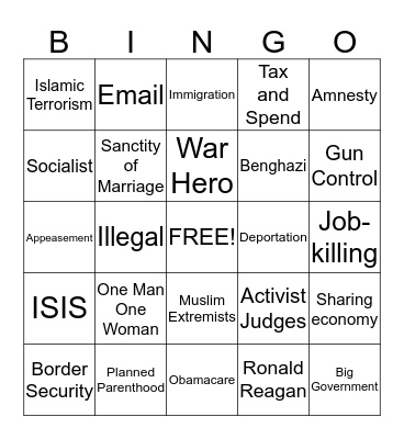 GOP Buzzword Bingo Card