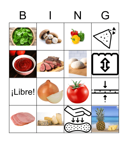 La pizza Bingo Card