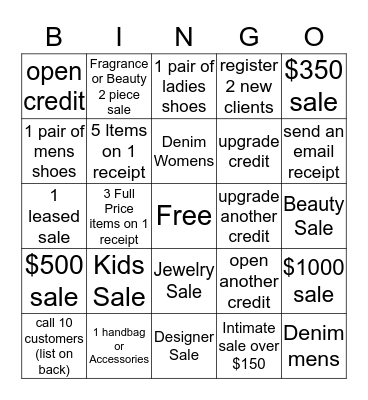 Lets make the Month! Bingo Card