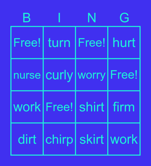 Spelling Bingo Card