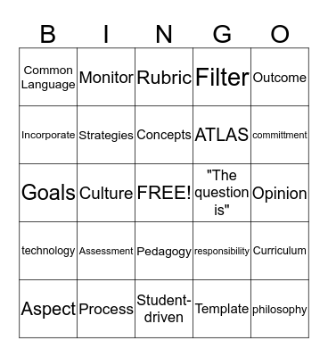 Inservice Bingo Card