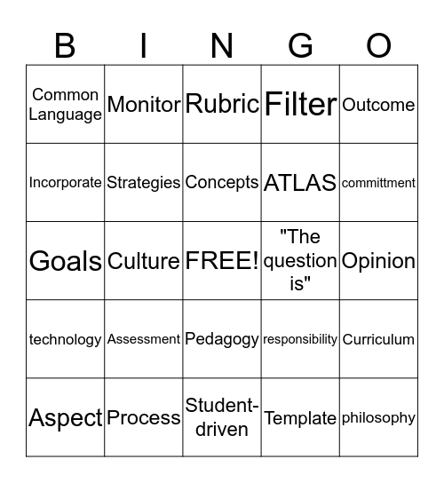 Inservice Bingo Card