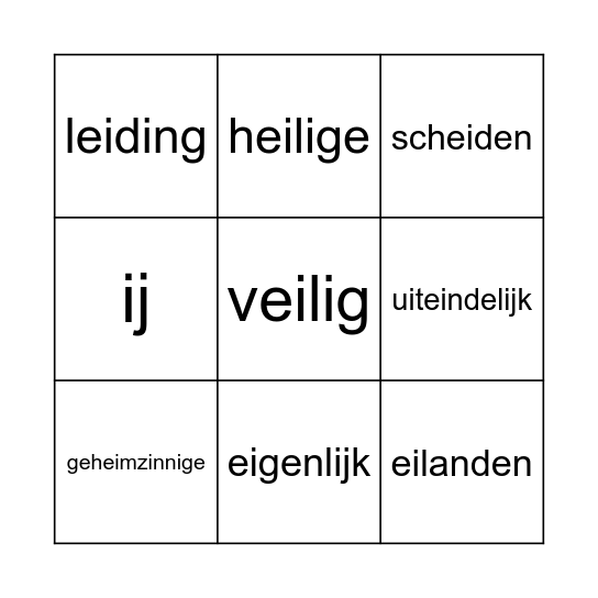 Woordpakket 20 Bingo Card
