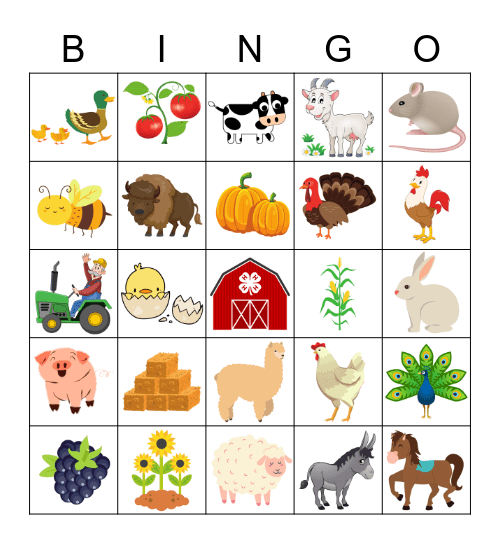 Farm Bingo Card