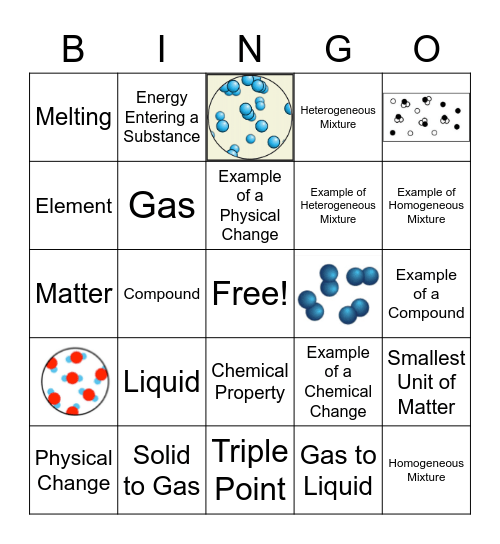 Matter, Properties, and Changes Bingo Card