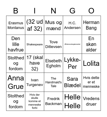 Litteraturbingo Card