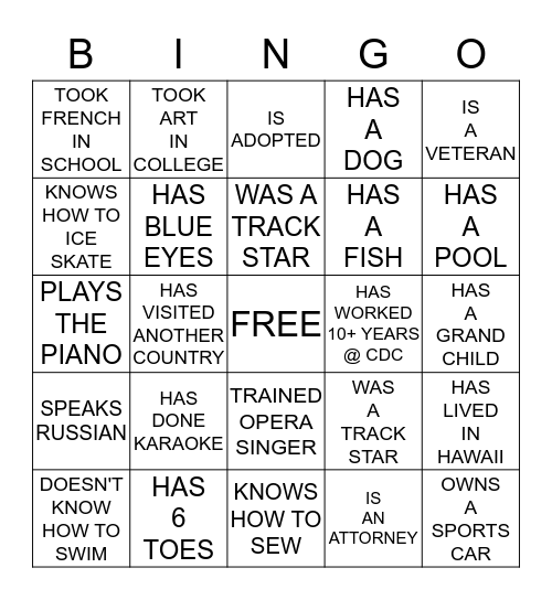 WORK BINGO Card