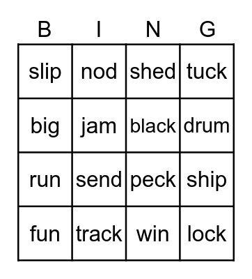 Sound out Words Bingo Card
