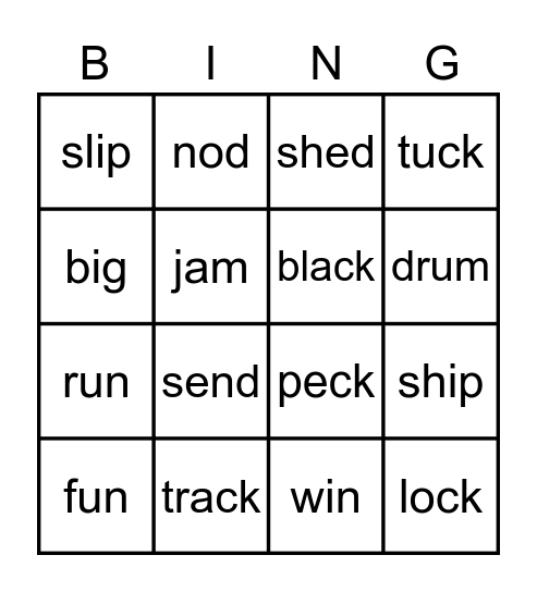 Sound out Words Bingo Card