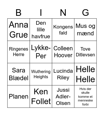 Litteraturbingo Card