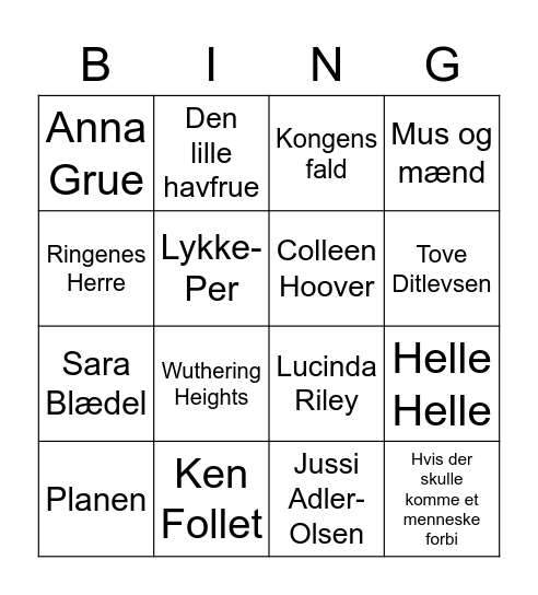 Litteraturbingo Card