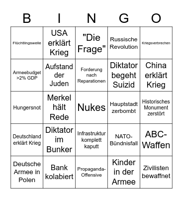 WWIII Bingo Card