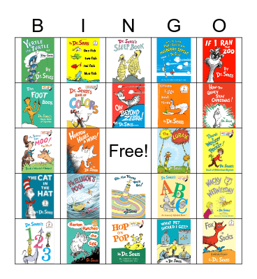 Dr. Seuss Book's Bingo Card