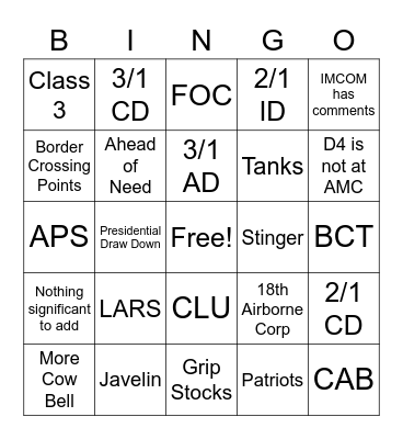 AMC Fun Bingo Card