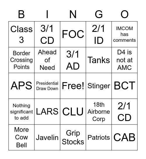 AMC Fun Bingo Card