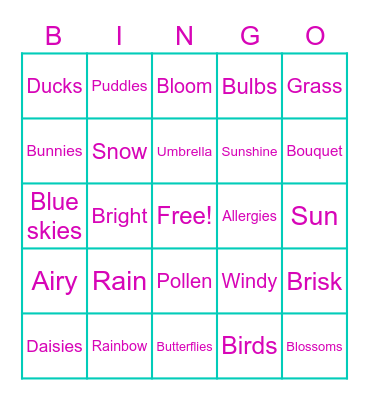 PSA SPRING BINGO Card