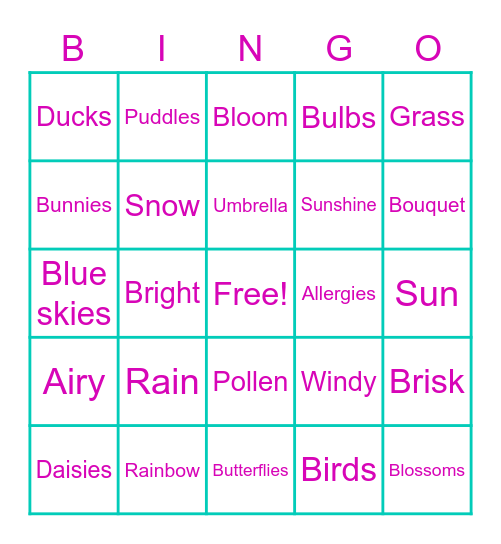 PSA SPRING BINGO Card