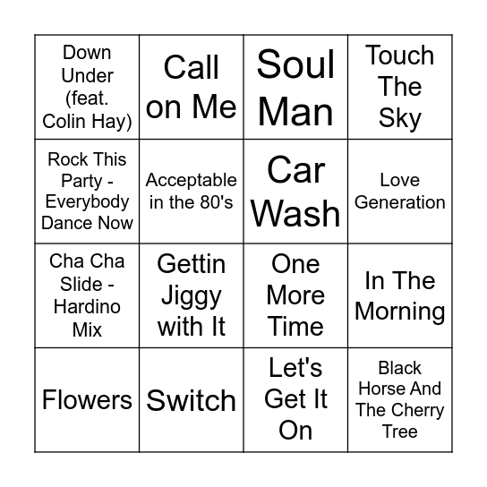 Music 20 - @QuestionOneQuiz Bingo Card