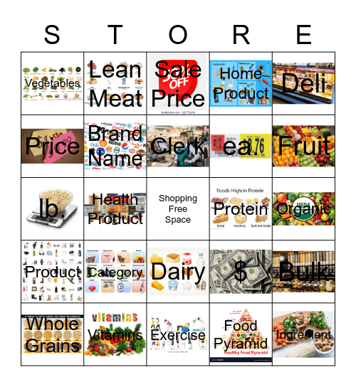 Shopping Bingo Card