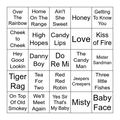 Golden Oldies Bingo Card