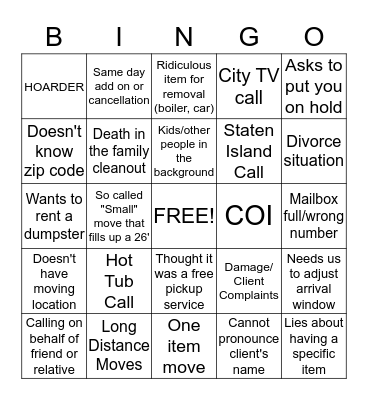 Sales and Loyalty Center Bingo Card