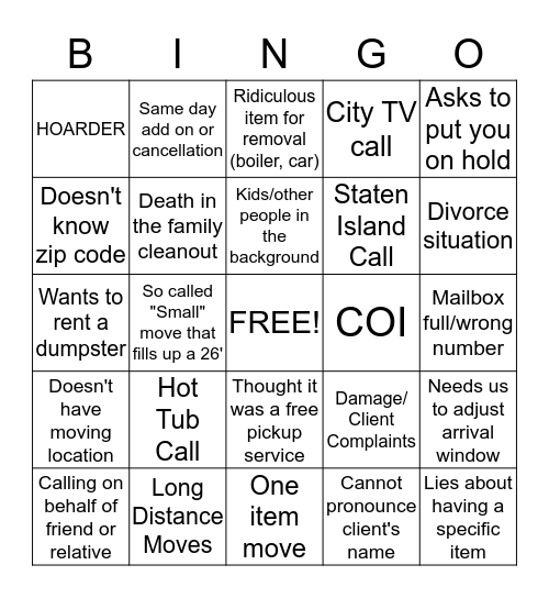 Sales and Loyalty Center Bingo Card