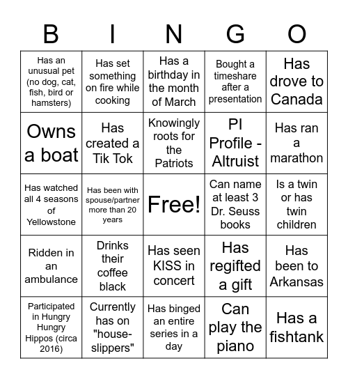 Untitled Bingo Card