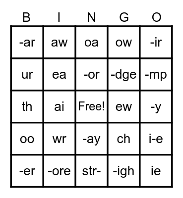 OG Sounds Bingo Card