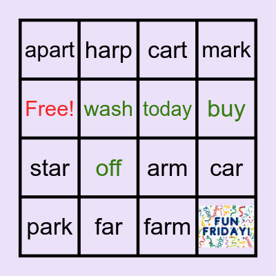 Week 25: AR & Sight Words Bingo Card