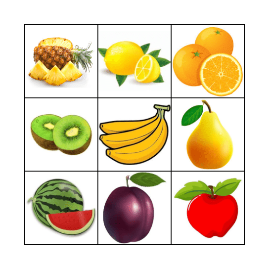 Obst Bingo Card