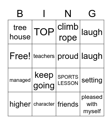 UP TO THE TOP Bingo Card