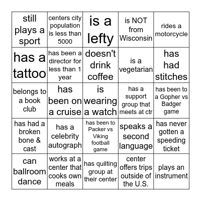 People Scavenger Hunt Bingo Card