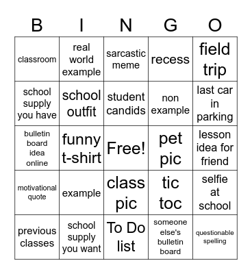 Teacher Cell Phones Bingo Card