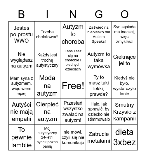 Autybingo Card