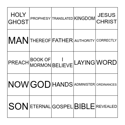 I BELIEVE! Bingo Card
