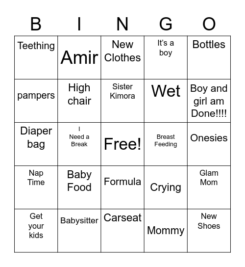 OH BOY!! It’s AMIR’S Story Bingo Card