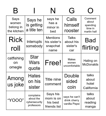 Ryan Bingo Card