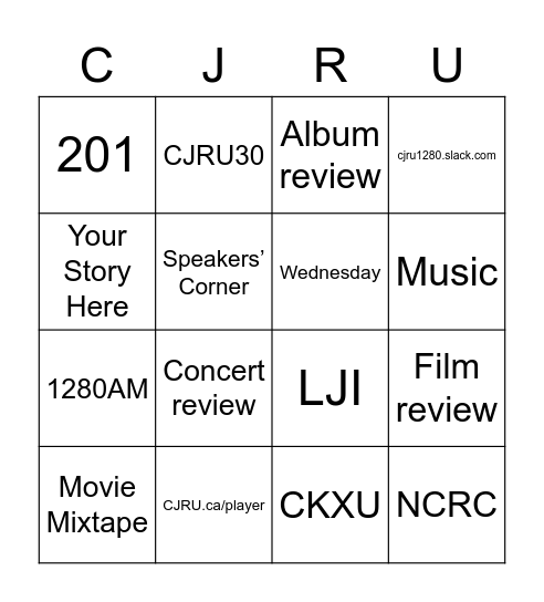 CJRU Bingo Card