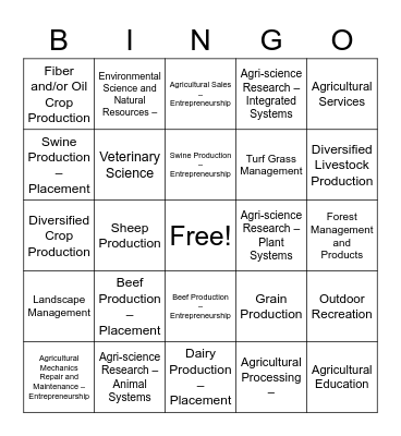 Proficiency Awards Bingo Card