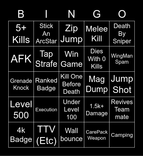 Apex Bingo Card