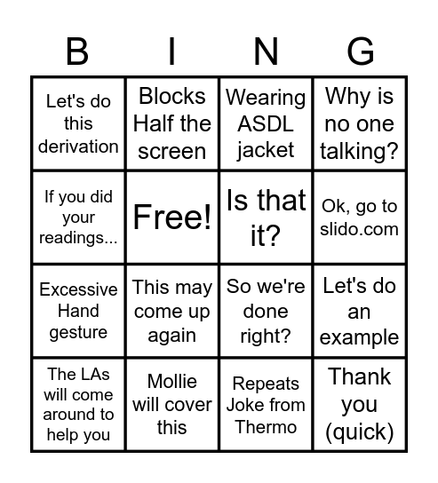 Dr. Zaidi Lecture Bingo Card