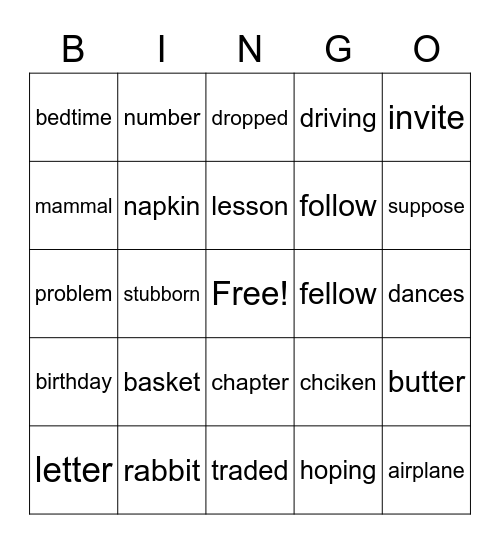 3-5/3 Bingo Card
