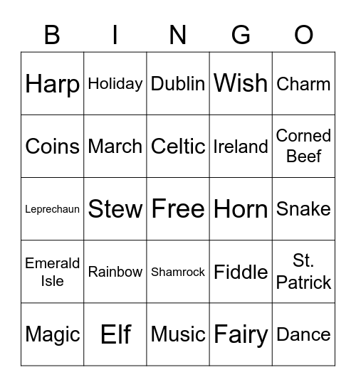 ST. PATRICK'S DAY Bingo Card