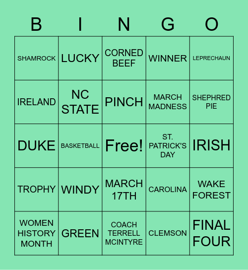 MARCH Bingo Card