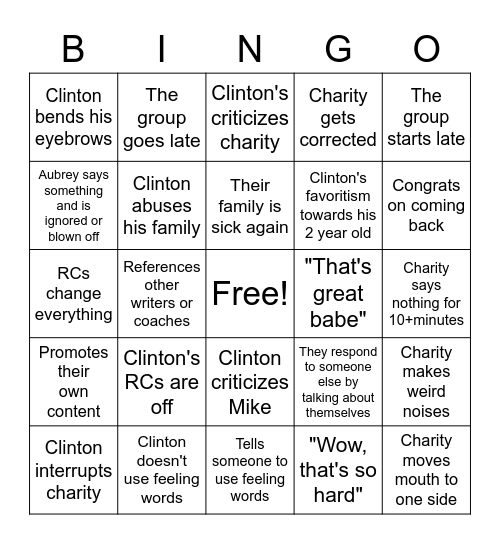 R2M Bingo Card