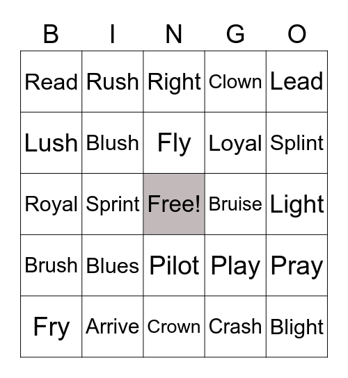 Minimal Pair Bingo Card