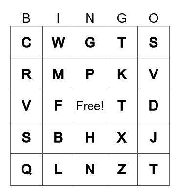 Alphabet Bingo Card