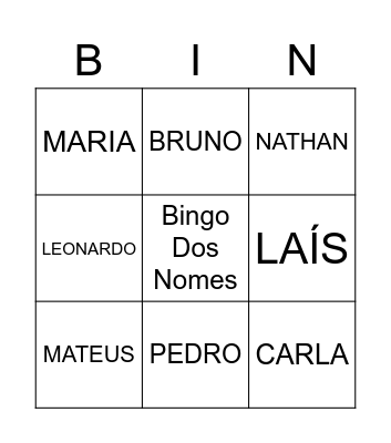Bingo do nome Bingo Card