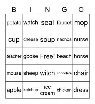 P, S, CH Bingo Card