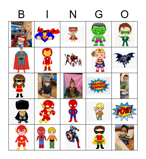 Superhero Bingo Card